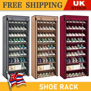10 TIER DUSTPROOF SHOES CABINET STORAGE ORGANISER SHOE RACK STAND HOLD 27 PAIRS - Picture 1 of 16