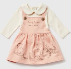 Disney Winnie The Pooh Pink Pinafore & Cream Long Sleeved Bodysuit 3-6 Months