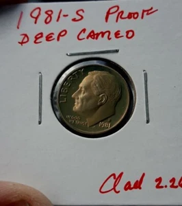 1981 S Roosevelt Dime Ultra GOLD Cameo Proof type 1  CN-Clad - Picture 1 of 5