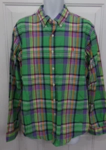 Ralph Lauren Long Sleeve Green Plaid Button Up Custom Fit Shirt Mens Size XL - Picture 1 of 3