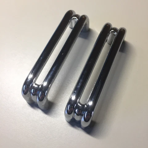2 Vintage KBC Chrome Split Bar Drawer Pull Mid Century Style Lot C Cover
