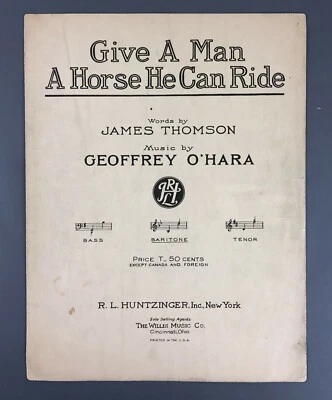 Partituras piano Give Man Horse Can Ride O'Hara 1917 barítono antiguo vintage Foto 1 de 4
