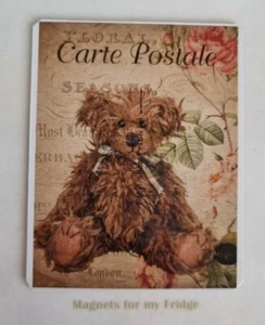 VINTAGE FRENCH POSTCARD COLLECTION 'Teddy Bear' FRIDGE MAGNET - M636 F - Picture 1 of 1
