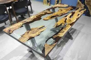 Mesa epoxi hecha a mano, muebles transparentes mesa de comedor epoxi, mostrador de cocina - Imagen 1 de 15