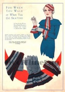 Vintage Crochet & Knitting Pattern Lady's 1920/30s Hat/Scarf/Gloves set - Picture 1 of 1