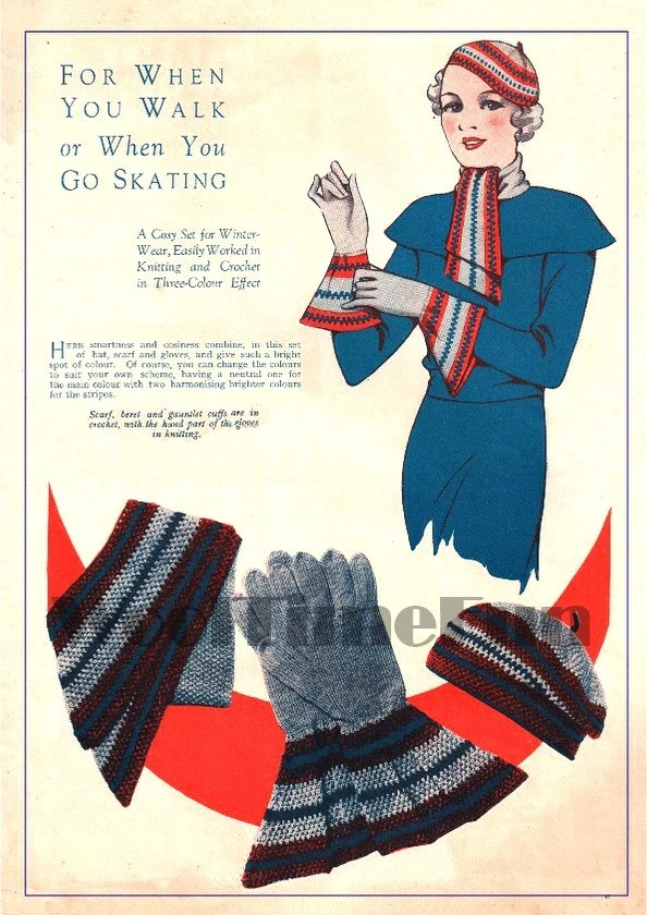 Vintage Crochet & Knitting Pattern Lady's 1920/30s Hat/Scarf/Gloves set - Image 1 of 1