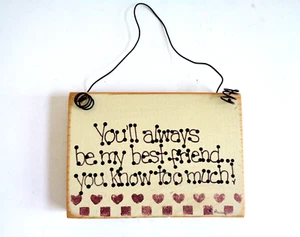 Hanging "Best Friend" Rectangular Wood Plaque Home/Room Decor - Picture 1 of 8
