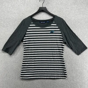Carolina Panthers Shirt Womens Size Large Gray Striped 3/4 Sleeve Cutter Buck - Picture 1 of 10