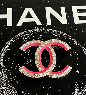 Chanel Brooch Pink CC Crystals - Image 1 of 4