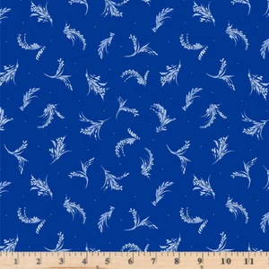 Porcelaina Tossed Sprigs Dark Blue Cotton Quilt Fabric Sale 5506DB By half yard - Picture 1 of 5