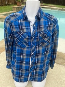 BKE Buckle Blue Plaid Standard Fit Men’s S Small - Picture 1 of 3