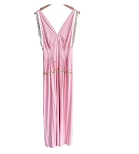 Vintage pink nightgown W/ Lace cottagecore Romantic Coquette 40 - Picture 1 of 9