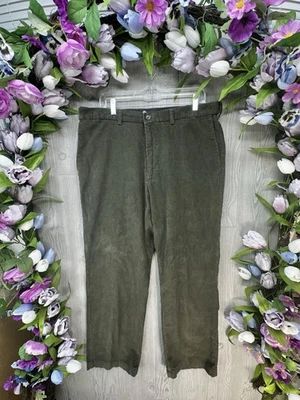 Вельветовые брюки размер 36x30 мужские зеленые Haggar прямые штанины плоские передние карманы - Изображение 1 из 4