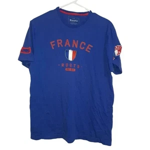 Roots Canada Damen T-Shirt klein blau Frankreich Grafik Kurzarm Logo Patch Baumwolle - Bild 1 von 11