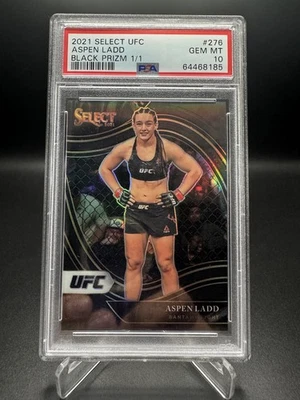 2021 Panini Select UFC Black Prizm 1/1 Aspen Ladd Octagonside PSA 10  - Image 1 of 2