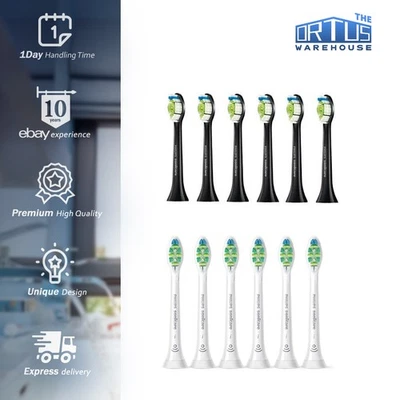 6-12X Philips Black White Electric Sonicare Toothbrush Heads Genuine Replacement - image 1 of 4