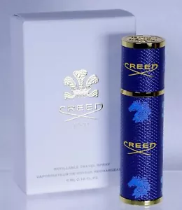 Creed 5mL Refillable Travel Atomizer - Blue Leather Wrapped - Picture 1 of 5