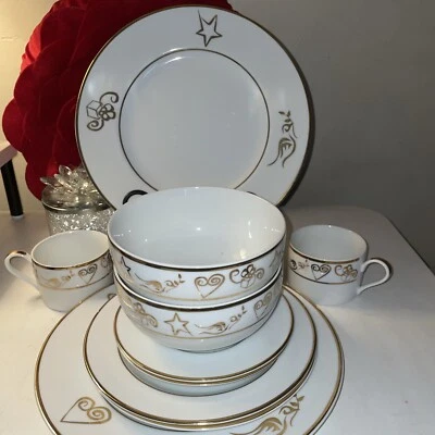 Vajilla de porcelana JC Penny Home Collection Holiday Wishes 10 piezas Foto 1 de 4