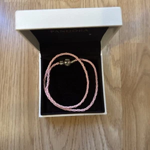 pandora Pink Wrap Around Leather And Silver bracelet 37 Cm. - Picture 1 of 3