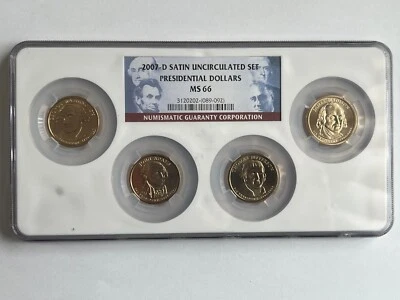 2007-D Satin Uncirculated Presidential Dollars Set NGC MS66 - Image 1 of 2