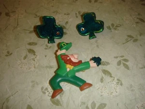 Hallmark Vintage St. Patrick's Day Leprechaun Pin & Shamrock Earrings - Picture 1 of 5