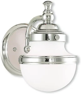 Luz de baño de acero Livex Lighting 1 luz con acabado cromado pulido 5711-05 - Imagen 1 de 5