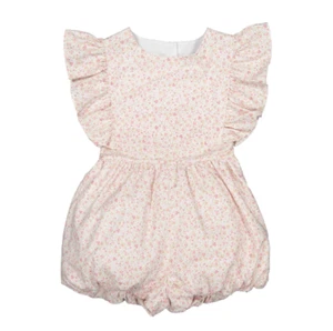 Sal & Pimenta Bubble Bow Gingham Long Romper pink garden long all 6T ruffle - Picture 1 of 4