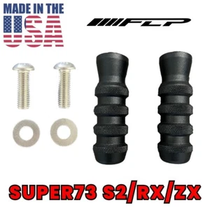 SUPER73 S2 TEXTURED BLACK REAR PEGS BOLT ON - LONG VERSION - Picture 1 of 7