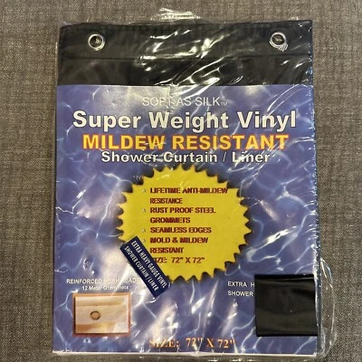 Super weight vinyl shower curtain liner 72” x 72” black  - Image 1 of 3