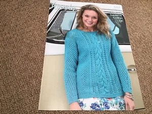 Wendy 5767 Knitting Pattern Mesh and Cable Sweater in Wendy Supreme Cotton DK  - Picture 1 of 4