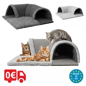 Cabaña para gatos, cama para gatos, estera, 2 en 1, amarre multifuncional, túnel - Imagen 1 de 41