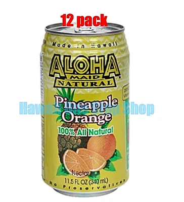 Hawaii Juice can ALOHA MAID Fruit Drink Juice PINEAPPLE ORANGE 12 pack fast ship