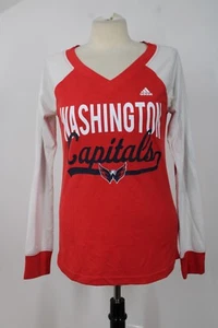 NWT Washington Capitals NHL Women's M Red Adidas Long Sleeve Constructed Tee Top - Picture 1 of 11