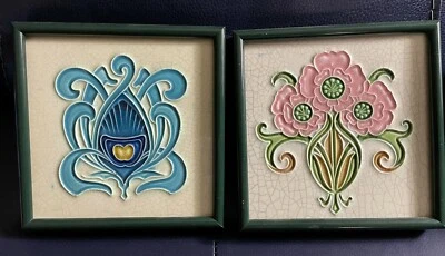 Pair Of Art Nouveau  Tile Céramiques Gilliot & Cie Hemiksem C1900 Framed - Image 1 of 4