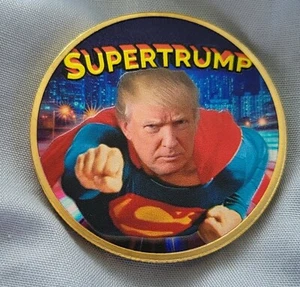 Donald Trump Super Joe Biden Man Goldmünze signiert US-Präsidentenwahl 2024 UK - Bild 1 von 23