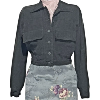 De colección. Chaqueta corta de pana Johnny Was Collection talla pequeña carbón abotonada Foto 1 de 4