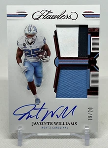 2022 FLAWLESS JAVONTE WILLIAMS AUTO ON CARD DUAL 2 COLOR PATCH AUTOGRAPH /20 - Picture 1 of 2