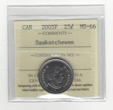 2005P  Saskatchewan** ICCS Graded Canadian,25 Cent, **MS-66**