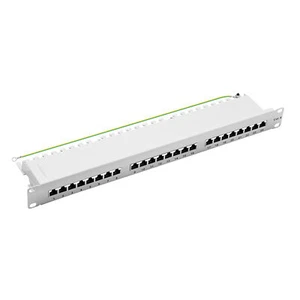 19" Panel krosowy Cat.6 250MHz 24-portowy 1HE RJ45 ekranowany szary 1GB LAN ProfiPatch - Zdjęcie 1 z 11