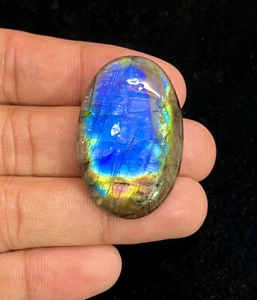 Pietra Preziosa Cabochon Ovale 69 Ct Naturale Multi Fuoco Labradorite 40x26x7 mm DJ=146 - Foto 1 di 7