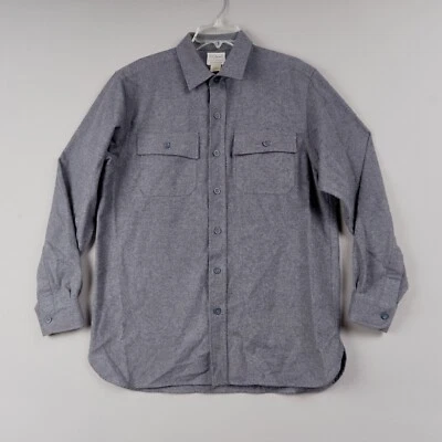 LL Bean Flannel Shirt Men M Gray Cotton Chamois Outdoor Work Pockets - Image 1 of 4