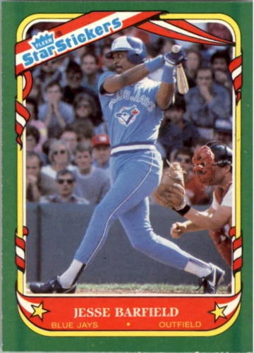 1987 Fleer Star Sticker Toronto Blue Jays Baseball Card # 4 Jesse Barfield - Image 1 of 1
