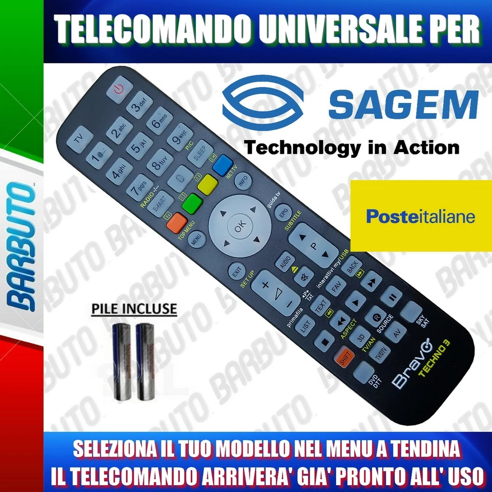 TELECOMANDO UNIVERSALE SAGEM, CLICCA SUL TUO MODELLO LO RICEVERAI GIA PRONTO - Immagine 1 di 1