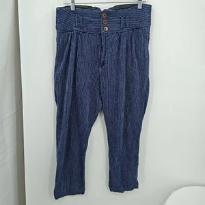Free People Rumors Hose gestreift weiß blau Farbe Gr. 10 Gürtel fehlt - Bild 1 von 12