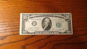 1950C TEN DOLLAR FEDERAL RESERVE *STAR* Note PHILLY DISTRICT $10 Bill BUY NOW! - Picture 1 of 4