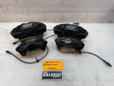 08-17 Subaru Impreza STi OEM BREMBO BLACK BRAKE CALIPERS SET OF FOUR COMPLETE - Image 1 of 4
