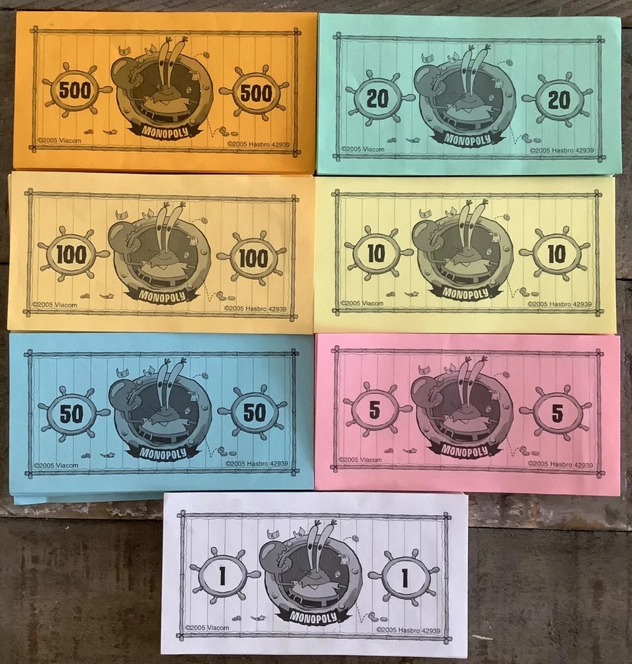 Sponge Bob SquarePants Monopoly Game Replacement Parts—200+ Bills, Money - Image 1 of 1