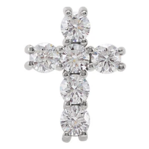 14K White 3/4 CTW Natural Diamond Cross Pendant - Picture 1 of 3