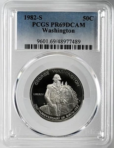 1982-S 50C WASHINGTON SILVER PROOF HALF DOLLAR COMMEM PCGS PR69 DCAM #48977489 - Picture 1 of 4