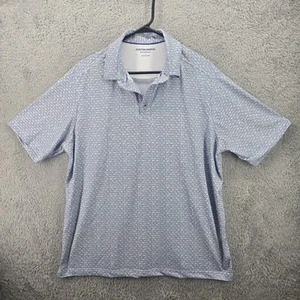 Johnston And Murphy XC4 Shirt Mens L Blue Triangle AOP Performance Polo Stretch - Picture 1 of 9